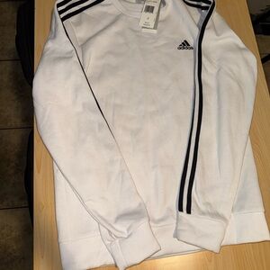 Adidas Womens Crewneck Sweater in White with Black Accents